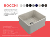 BOCCHI Classico 20" Fireclay Farmhouse Apron Single Bowl Kitchen Sink, Biscuit, 1136-014-0120