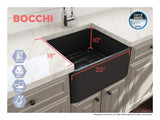 BOCCHI Classico 20" Fireclay Farmhouse Apron Single Bowl Kitchen Sink, Matte Dark Gray, 1136-020-0120