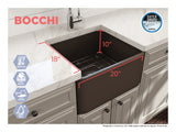 BOCCHI Classico 20" Fireclay Farmhouse Apron Single Bowl Kitchen Sink, Matte Brown, 1136-025-0120