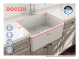 BOCCHI Classico 24" Fireclay Farmhouse Apron Single Bowl Kitchen Sink, Matte White, 1137-002-0120
