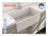 BOCCHI Classico 30" Fireclay Farmhouse Apron Single Bowl Kitchen Sink, Matte White, 1138-002-0120