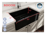 BOCCHI Classico 30" Fireclay Farmhouse Apron Single Bowl Kitchen Sink, Black, 1138-005-0120