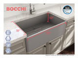 BOCCHI Classico 30" Fireclay Farmhouse Apron Single Bowl Kitchen Sink, Matte Gray, 1138-006-0120