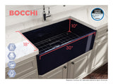 BOCCHI Classico 30" Fireclay Farmhouse Apron Single Bowl Kitchen Sink, Sapphire Blue, 1138-010-0120
