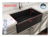 BOCCHI Classico 30" Fireclay Farmhouse Apron Single Bowl Kitchen Sink, Matte Dark Gray, 1138-020-0120
