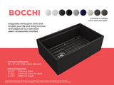 BOCCHI Contempo 30" Fireclay Workstation Farmhouse Sink with Accessories, Matte Black, 1344-004-0120