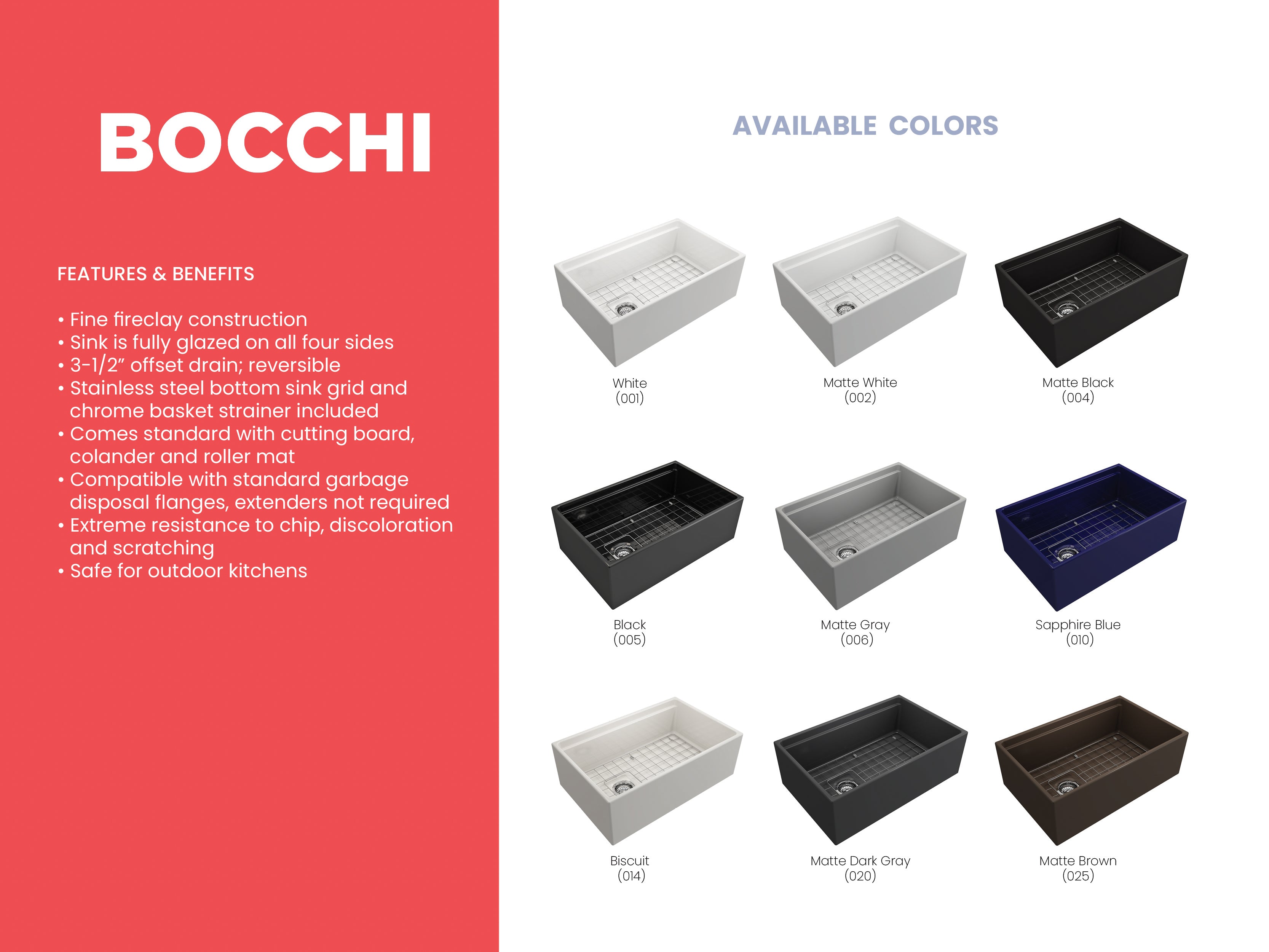 BOCCHI Contempo 30" Fireclay Workstation Farmhouse Sink with Accessories, Biscuit, 1344-014-0120