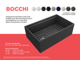 BOCCHI Contempo 30" Fireclay Workstation Farmhouse Sink with Accessories, Matte Dark Gray, 1344-020-0120