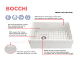 BOCCHI Vigneto 30" Fireclay Farmhouse Apron Single Bowl Kitchen Sink, White, 1347-001-0120
