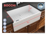 BOCCHI Vigneto 30" Fireclay Farmhouse Apron Single Bowl Kitchen Sink, Matte White, 1347-002-0120