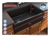 BOCCHI Vigneto 30" Fireclay Farmhouse Apron Single Bowl Kitchen Sink, Matte Black, 1347-004-0120