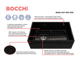 BOCCHI Vigneto 30" Fireclay Farmhouse Apron Single Bowl Kitchen Sink, Black, 1347-005-0120