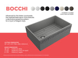 BOCCHI Vigneto 30" Fireclay Farmhouse Apron Single Bowl Kitchen Sink, Matte Gray, 1347-006-0120