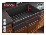 BOCCHI Vigneto 30" Fireclay Farmhouse Apron Single Bowl Kitchen Sink, Matte Dark Gray, 1347-020-0120