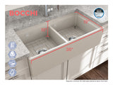 BOCCHI Contempo 36" Fireclay Workstation Farmhouse Sink with Accessories, 50/50 Double Bowl, Biscuit, 1348-014-0120
