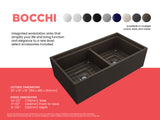 BOCCHI Contempo 36" Fireclay Workstation Farmhouse Sink with Accessories, 50/50 Double Bowl, Matte Brown, 1348-025-0120