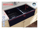 BOCCHI Contempo 36" Fireclay Farmhouse Apron 50/50 Double Bowl Kitchen Sink, Sapphire Blue, 1350-010-0120