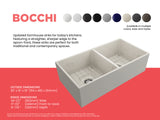BOCCHI Contempo 36" Fireclay Farmhouse Apron 50/50 Double Bowl Kitchen Sink, Biscuit, 1350-014-0120