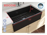 BOCCHI Contempo 33" Fireclay Farmhouse Apron Single Bowl Kitchen Sink, Matte Black, 1352-004-0120