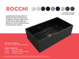 BOCCHI Contempo 33" Fireclay Farmhouse Apron Single Bowl Kitchen Sink, Black, 1352-005-0120