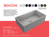 BOCCHI Contempo 33" Fireclay Farmhouse Apron Single Bowl Kitchen Sink, Matte Gray, 1352-006-0120