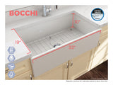BOCCHI Contempo 33" Fireclay Farmhouse Apron Single Bowl Kitchen Sink, Biscuit, 1352-014-0120