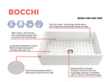 BOCCHI Vigneto 33" Fireclay Farmhouse Apron Single Bowl Kitchen Sink, Matte White, 1353-002-0120