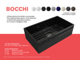 BOCCHI Vigneto 33" Fireclay Farmhouse Apron Single Bowl Kitchen Sink, Black, 1353-005-0120