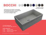 BOCCHI Vigneto 33" Fireclay Farmhouse Apron Single Bowl Kitchen Sink, Matte Gray, 1353-006-0120