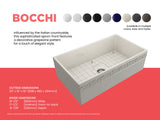 BOCCHI Vigneto 33" Fireclay Farmhouse Apron Single Bowl Kitchen Sink, Biscuit, 1353-014-0120