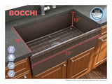 BOCCHI Vigneto 33" Fireclay Farmhouse Apron Single Bowl Kitchen Sink, Matte Brown, 1353-025-0120