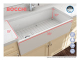 BOCCHI Contempo 36" Fireclay Farmhouse Apron Single Bowl Kitchen Sink, Biscuit, 1354-014-0120