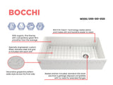 BOCCHI Vigneto 36" Fireclay Farmhouse Apron Single Bowl Kitchen Sink, White, 1355-001-0120