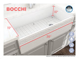 BOCCHI Vigneto 36" Fireclay Farmhouse Apron Single Bowl Kitchen Sink, White, 1355-001-0120