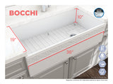 BOCCHI Vigneto 36" Fireclay Farmhouse Apron Single Bowl Kitchen Sink, Matte White, 1355-002-0120