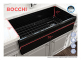 BOCCHI Vigneto 36" Fireclay Farmhouse Apron Single Bowl Kitchen Sink, Black, 1355-005-0120