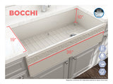 BOCCHI Vigneto 36" Fireclay Farmhouse Apron Single Bowl Kitchen Sink, Biscuit, 1355-014-0120
