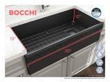 BOCCHI Vigneto 36" Fireclay Farmhouse Apron Single Bowl Kitchen Sink, Matte Dark Gray, 1355-020-0120