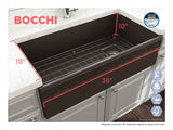 BOCCHI Vigneto 36" Fireclay Farmhouse Apron Single Bowl Kitchen Sink, Matte Brown, 1355-025-0120