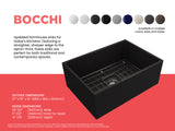 BOCCHI Contempo 27" Fireclay Farmhouse Apron Single Bowl Kitchen Sink, Matte Black, 1356-004-0120