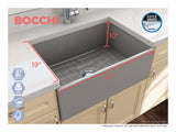BOCCHI Contempo 27" Fireclay Farmhouse Apron Single Bowl Kitchen Sink, Matte Gray, 1356-006-0120