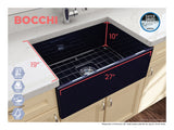 BOCCHI Contempo 27" Fireclay Farmhouse Apron Single Bowl Kitchen Sink, Sapphire Blue, 1356-010-0120