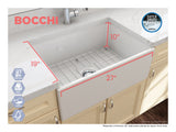 BOCCHI Contempo 27" Fireclay Farmhouse Apron Single Bowl Kitchen Sink, Biscuit, 1356-014-0120