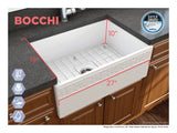 BOCCHI Vigneto 27" Fireclay Farmhouse Apron Single Bowl Kitchen Sink, Matte White, 1357-002-0120