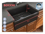BOCCHI Vigneto 27" Fireclay Farmhouse Apron Single Bowl Kitchen Sink, Matte Black, 1357-004-0120