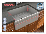BOCCHI Vigneto 27" Fireclay Farmhouse Apron Single Bowl Kitchen Sink, Matte Gray, 1357-006-0120