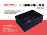 BOCCHI Vigneto 27" Fireclay Farmhouse Apron Single Bowl Kitchen Sink, Sapphire Blue, 1357-010-0120