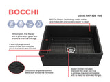 BOCCHI Vigneto 27" Fireclay Farmhouse Apron Single Bowl Kitchen Sink, Matte Dark Gray, 1357-020-0120