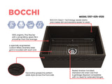 BOCCHI Vigneto 27" Fireclay Farmhouse Apron Single Bowl Kitchen Sink, Matte Brown, 1357-025-0120