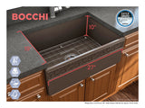 BOCCHI Vigneto 27" Fireclay Farmhouse Apron Single Bowl Kitchen Sink, Matte Brown, 1357-025-0120